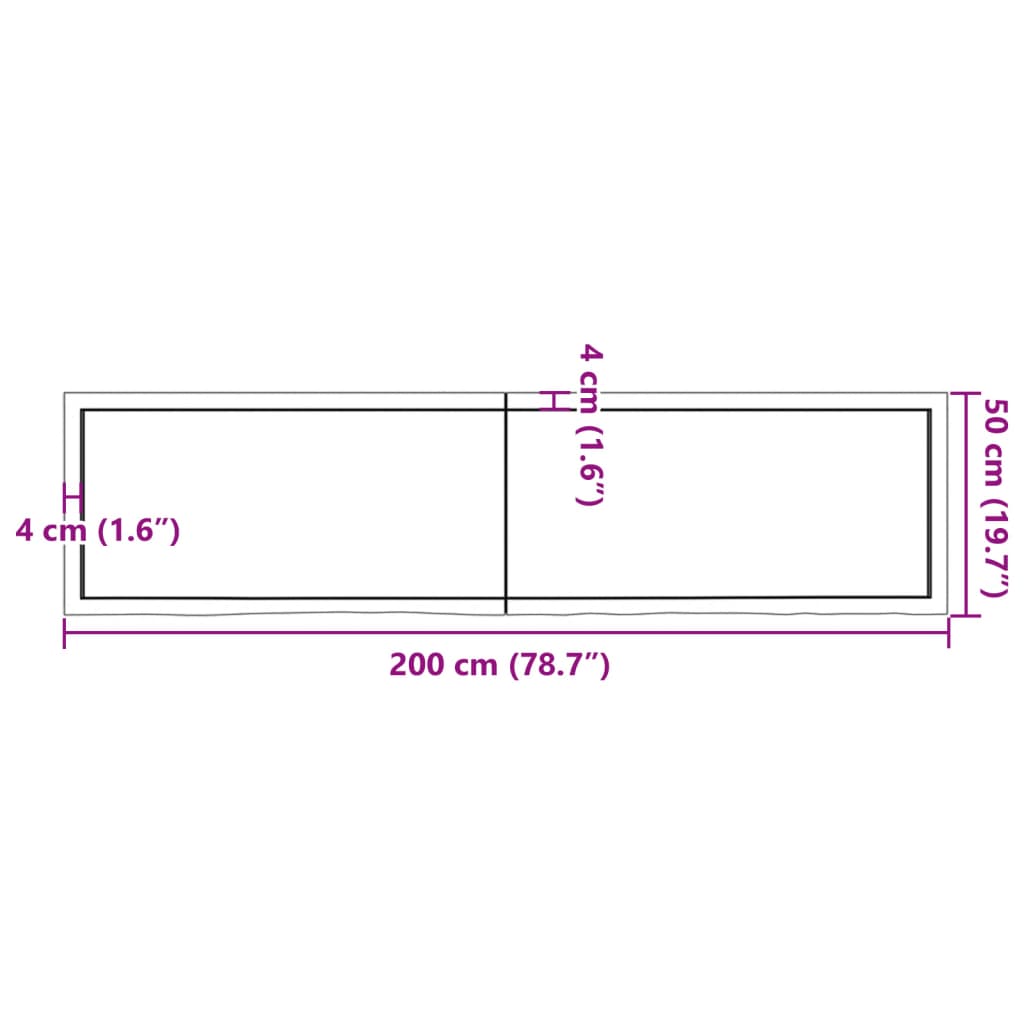 vidaXL Ράφι Τοίχου 200x50x(2-6) εκ. από Ακατέργαστο Μασίφ Ξύλο Δρυός