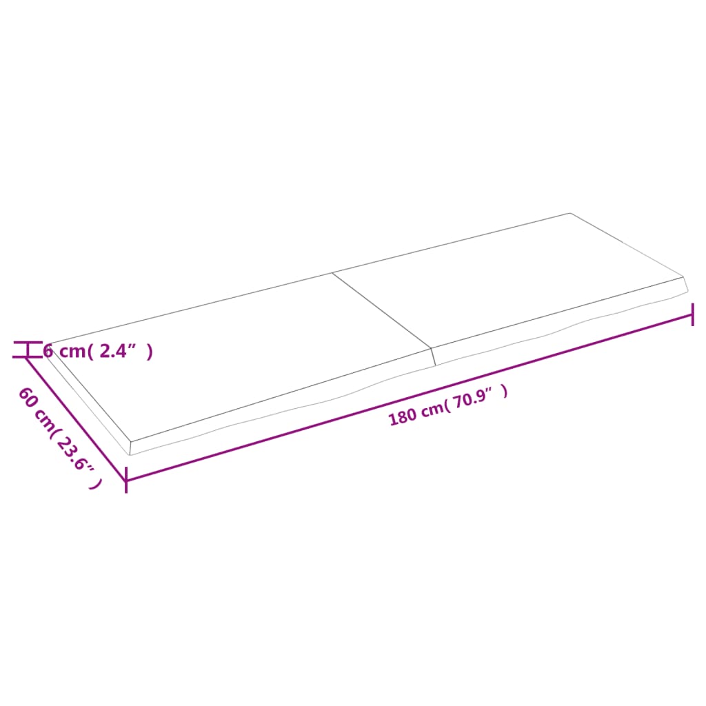 vidaXL Πάγκος Μπάνιου 180x60x(2-6) εκ. από Ακατέργαστο Μασίφ Ξύλο