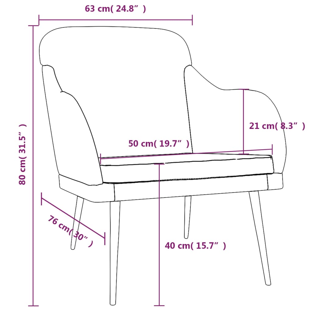 vidaXL Πολυθρόνα Μαύρη 63 x 76x 80 εκ. Βελούδινη