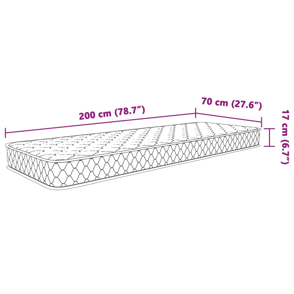 vidaXL Στρώμα με Αφρό Μνήμης Λευκό 70x200x17 εκ.