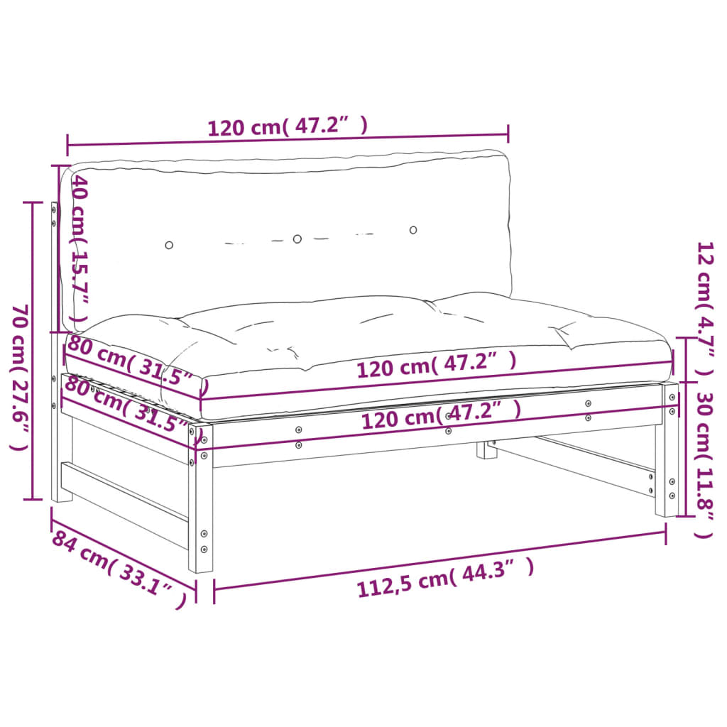 vidaXL Καναπές Μεσαίος Γκρι 120 x 80 εκ. από Μασίφ Ξύλο Πεύκου