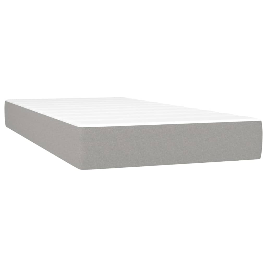 vidaXL Κρεβάτι Boxspring με Στρώμα & LED Αν.Γκρι 200x200εκ. Υφασμάτινο