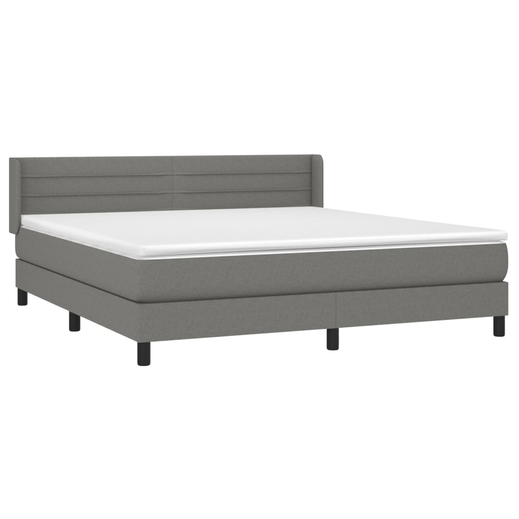 vidaXL Κρεβάτι Boxspring με Στρώμα Σκούρο Γκρι 180x200 εκ Υφασμάτιν