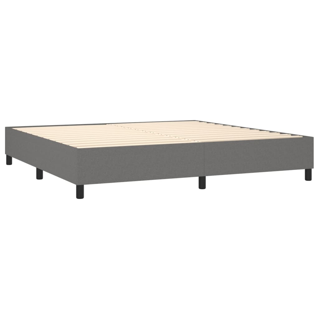 vidaXL Κρεβάτι Boxspring με Στρώμα Σκούρο Γκρι 200x200 εκ. Υφασμάτινο