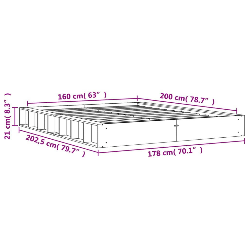 vidaXL Σκελετός Κρεβ. Χωρίς Στρώμα Καφέ Κεριού 160x200 εκ Μασίφ Πεύκο