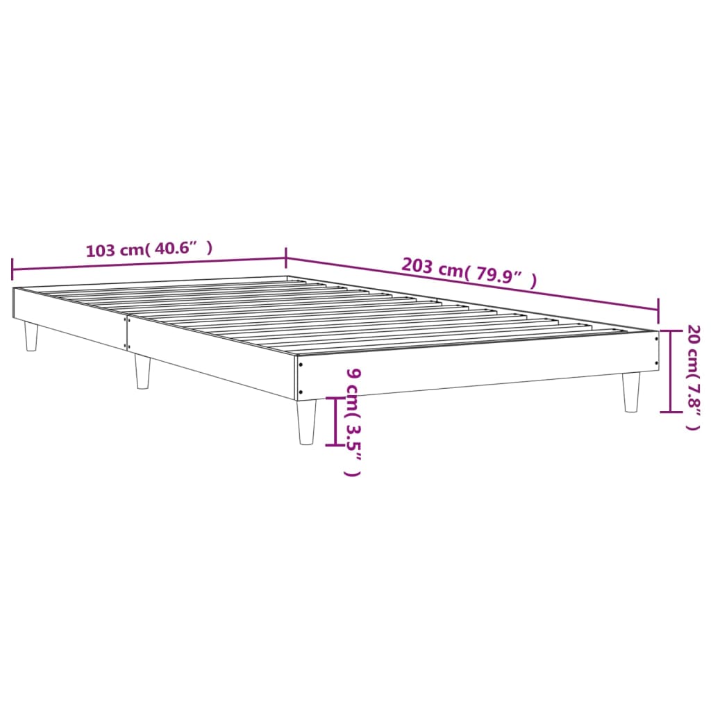 vidaXL Πλαίσιο Κρεβατιού Sonoma Δρυς 100x200 εκ. Επεξεργασμένο Ξύλο