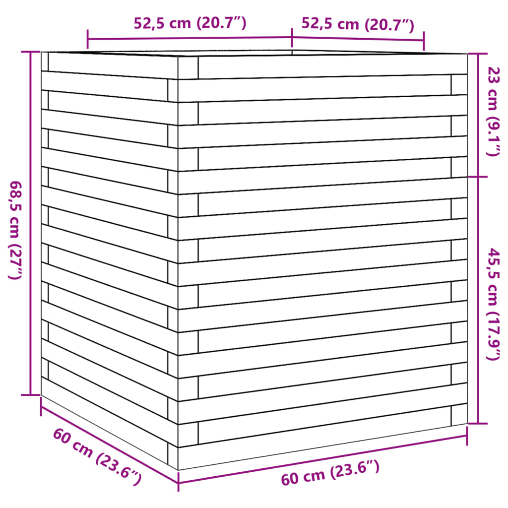 vidaXL Ζαρντινιέρα Κήπου 60x60x68,5 εκ. από Εμποτισμένο Ξύλο Πεύκου