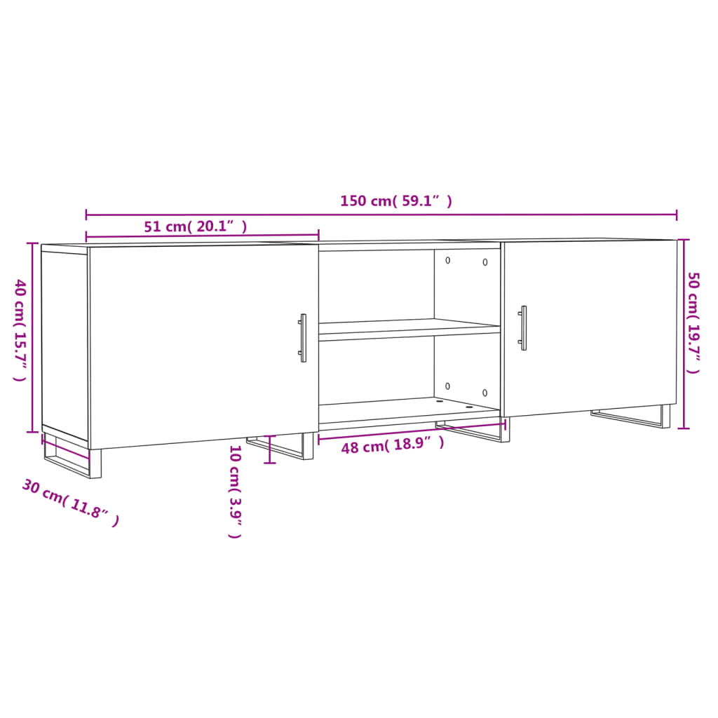 vidaXL Έπιπλο Τηλεόρασης Λευκό 150x30x50 εκ. από Επεξεργασμένο Ξύλο