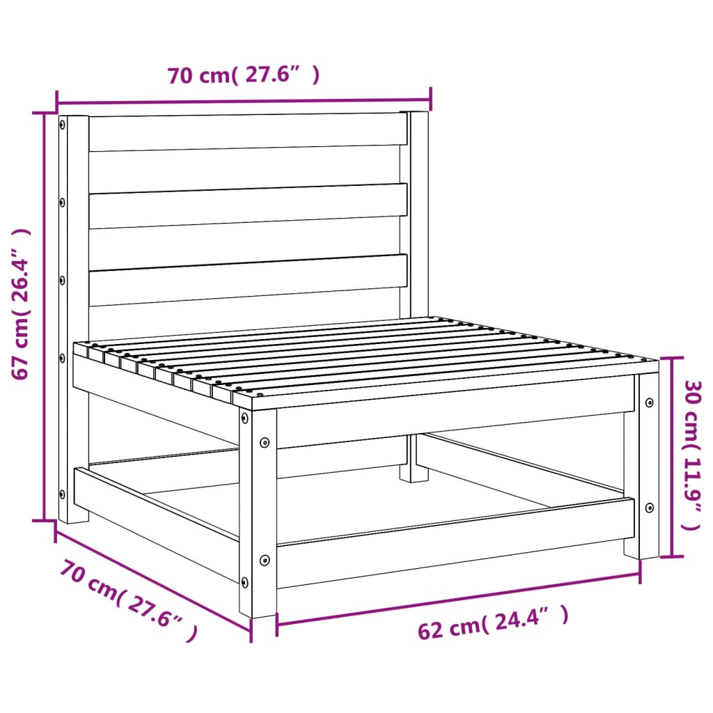 vidaXL Καναπέδες Κήπου Χωρ. Μπράτσα 2Τεμ 70x70x67εκ Μασίφ Ψευδοτσούγκα