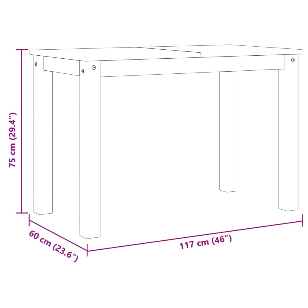 vidaXL Τραπεζαρία Panama Γκρι 117 x 60 x 75 εκ. από Μασίφ Ξύλο Πεύκου