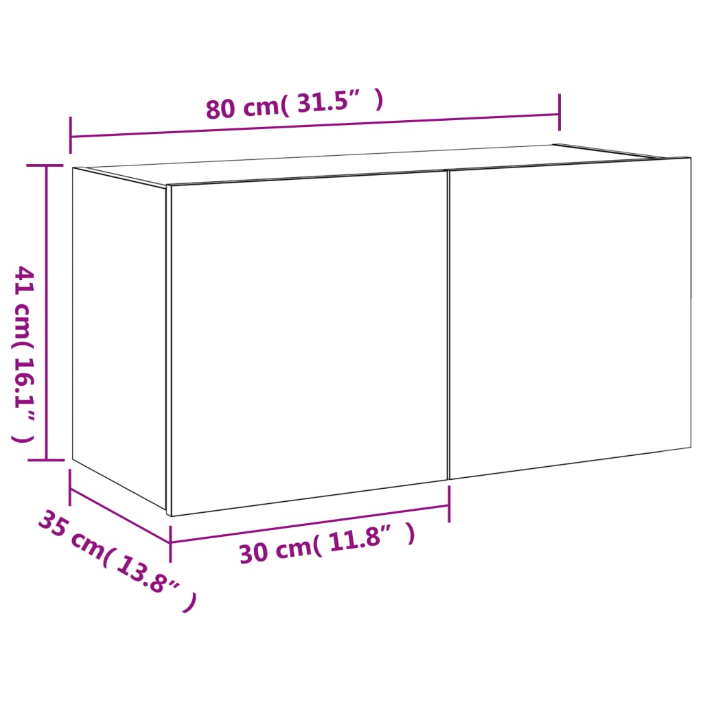 vidaXL Έπιπλο Τοίχου Τηλεόρασης με LED Λευκό 80x35x41 εκ.