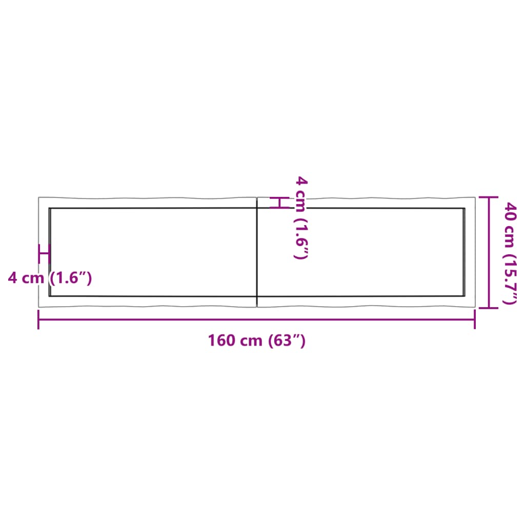 vidaXL Επιφάνεια Τραπεζιού 160x40x(2-4)εκ Ακατέργαστο Μασίφ Ξύλο Δρυός