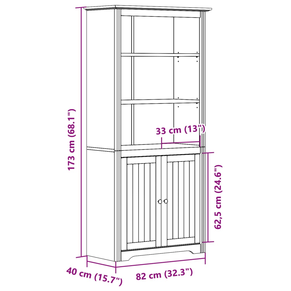 vidaXL Βιβλιοθήκη BODO Λευκή 82 x 40 x 173 εκ. από Μασίφ Ξύλο Πεύκου