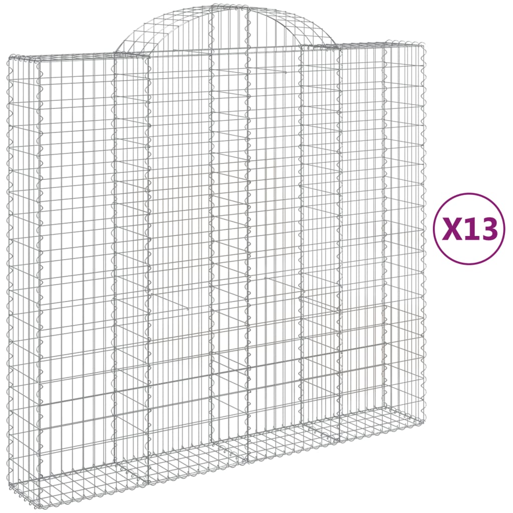 vidaXL Συρματοκιβώτια Τοξωτά 13 τεμ. 200x50x180/200 εκ. Γαλβαν. Ατσάλι