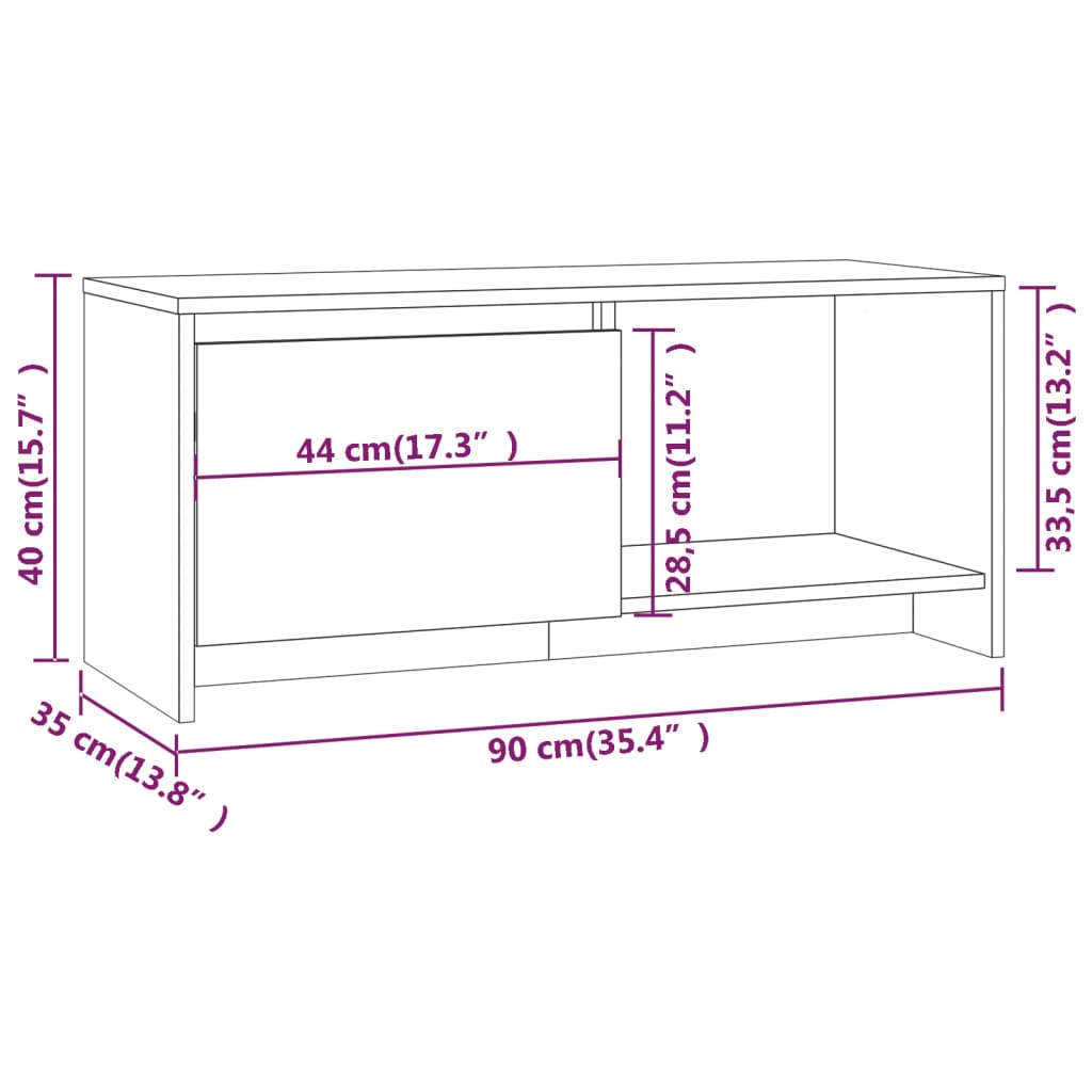 vidaXL Έπιπλο Τηλεόρασης Γκρι Sonoma 90x35x40 εκ. Επεξεργ. Ξύλο