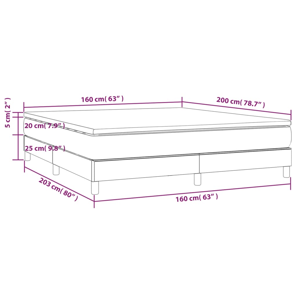 vidaXL Κρεβάτι Boxspring με Στρώμα Μαύρο 160x200 εκ. Βελούδινο