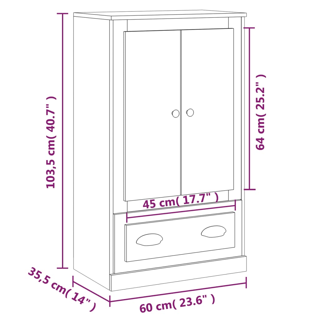 vidaXL Ντουλάπα Καπνιστή δρυς 60x35,5x103,5 εκ. από Επεξεργασμένο Ξύλο