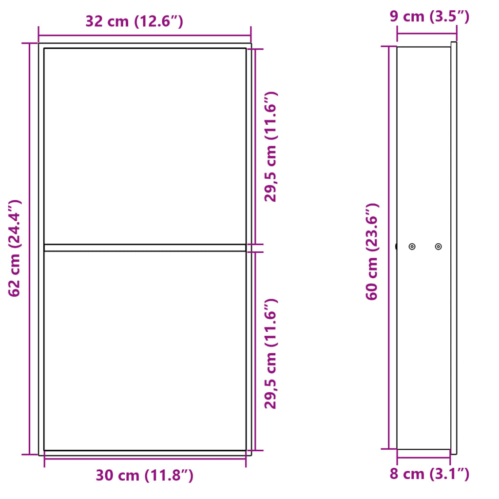 vidaXL Εσοχή Ντους Βουρστ. Χρυσό 32x62x9 εκ. Αν. Ατσάλι