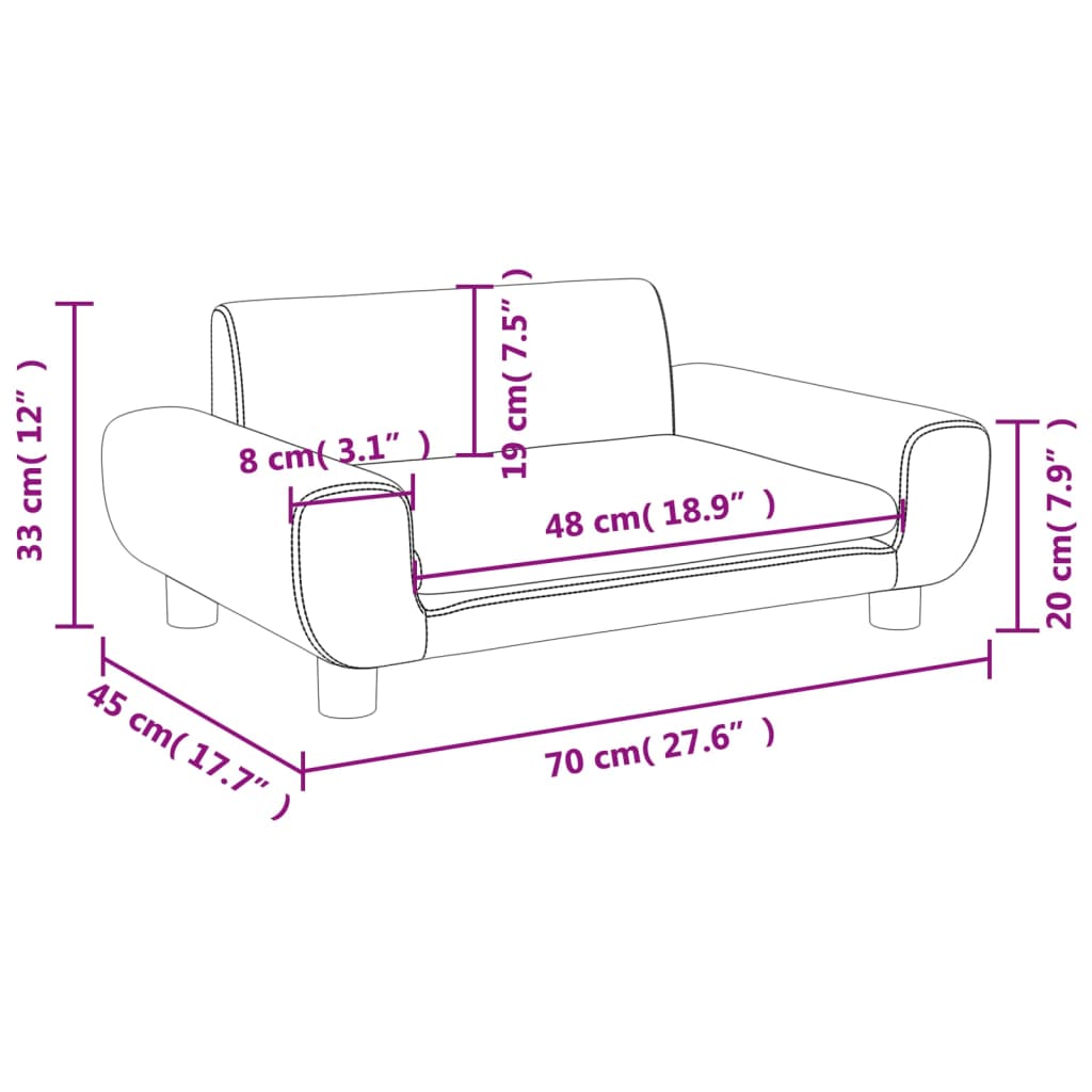 vidaXL Καναπές Παιδικός Μαύρο 70 x 45 x 33 εκ. από Βελούδο