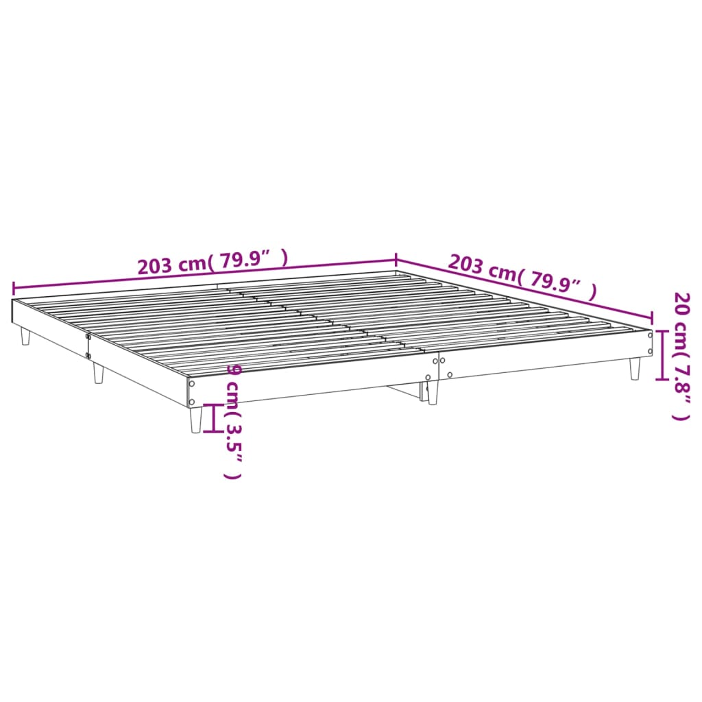 vidaXL Πλαίσιο Κρεβατιού Γκρι Σκυροδέματος 200x200 εκ. Επεξεργ. Ξύλο