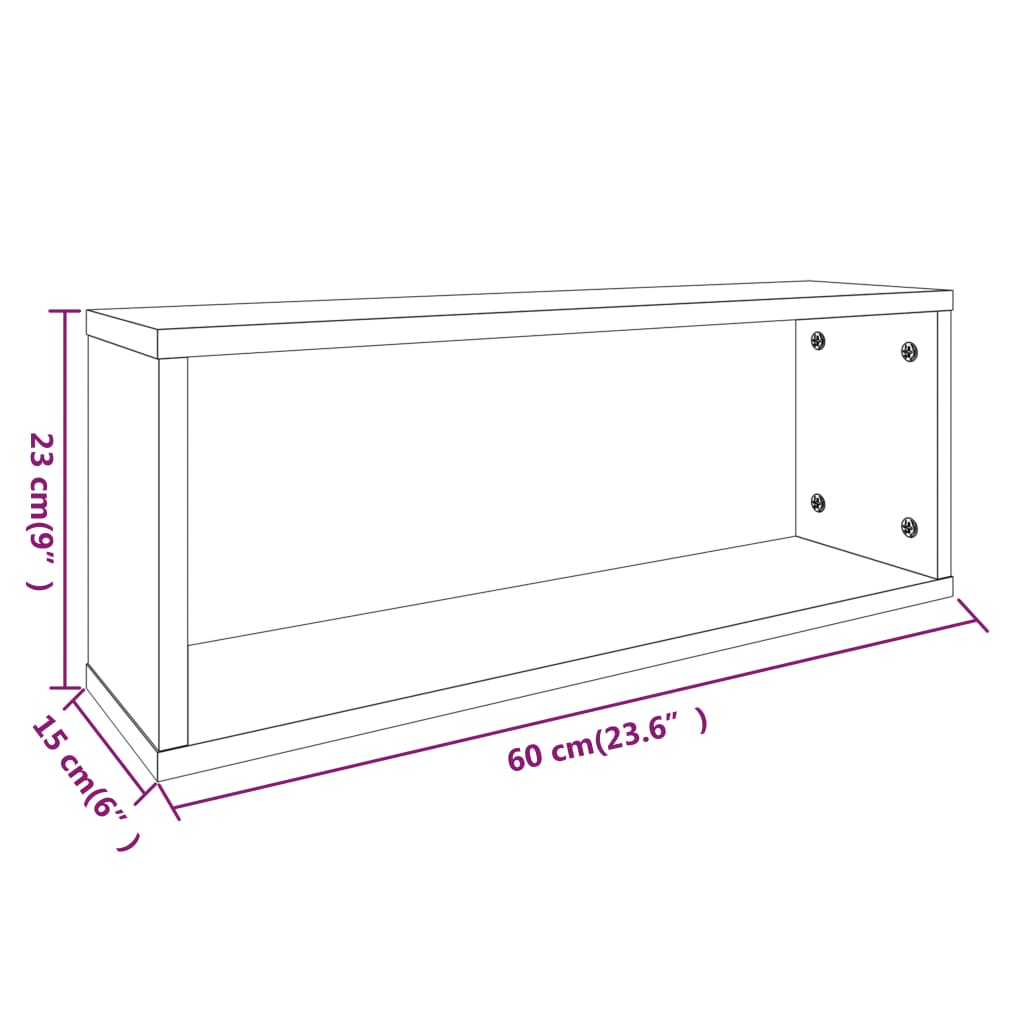 vidaXL Ραφιέρες Τοίχου Κύβος 2 τεμ Γκρι Sonoma 60x15x23 εκ. Επεξ. Ξύλο