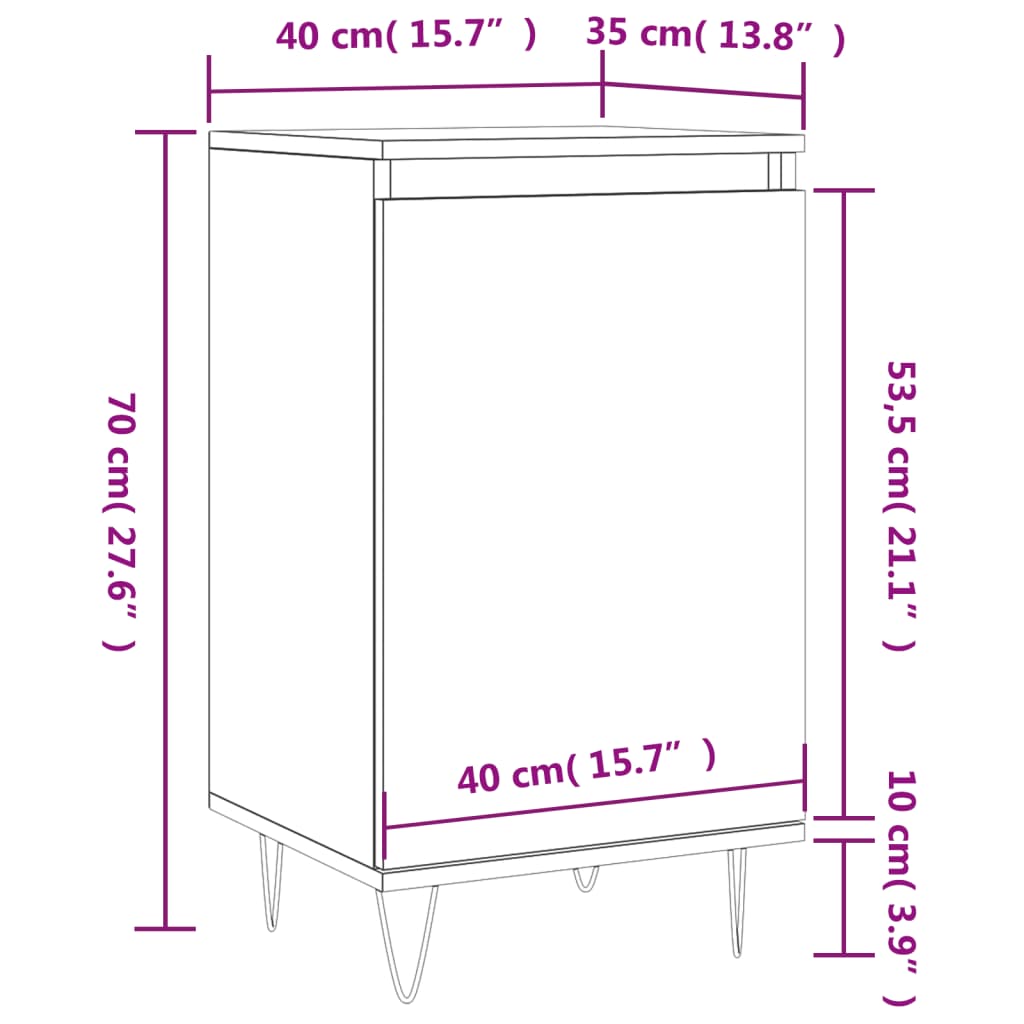 vidaXL Συρταριέρα Καφέ Δρυς 40 x 35 x 70 εκ. από Επεξεργασμένο Ξύλο