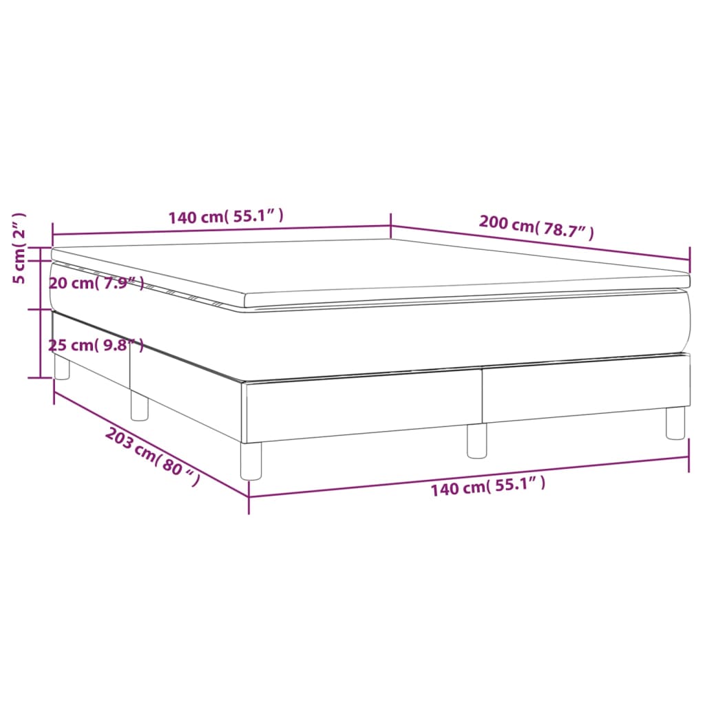 vidaXL Κρεβάτι Boxspring με Στρώμα Κρεμ 140x200 εκ. Υφασμάτινο