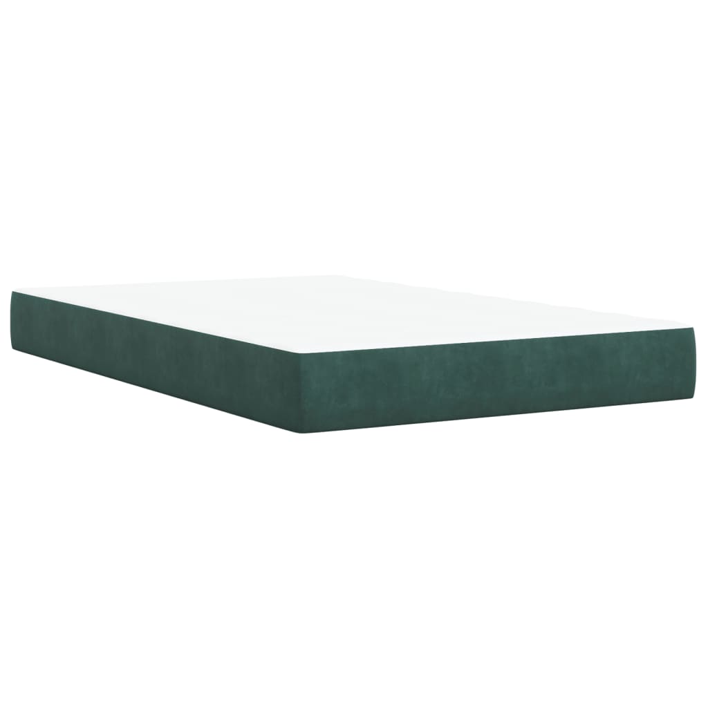 vidaXL Κρεβάτι Boxspring με Στρώμα Σκούρο Πράσινο 120x190εκ. Βελούδινο