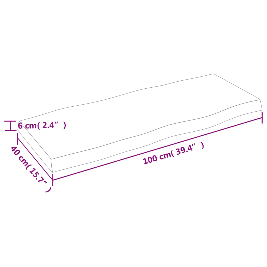 vidaXL Επιφ Τραπεζιού Αν Καφέ 100x40x(2-6)εκ.Ακατέργ. Μασίφ Ξύλο Δρυός