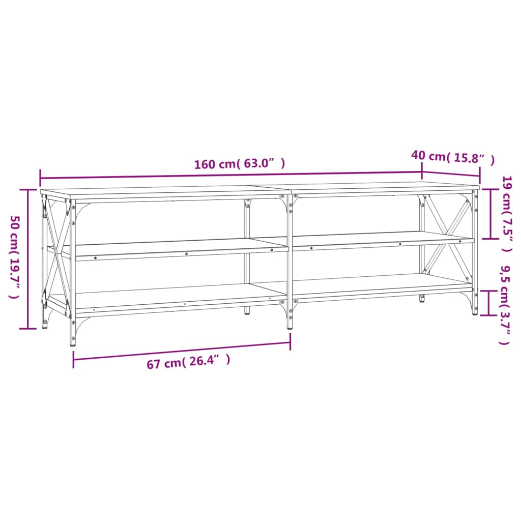 vidaXL Έπιπλο Τηλεόρασης Sonoma Δρυς 160x40x50 εκ. Επεξ. Ξύλο