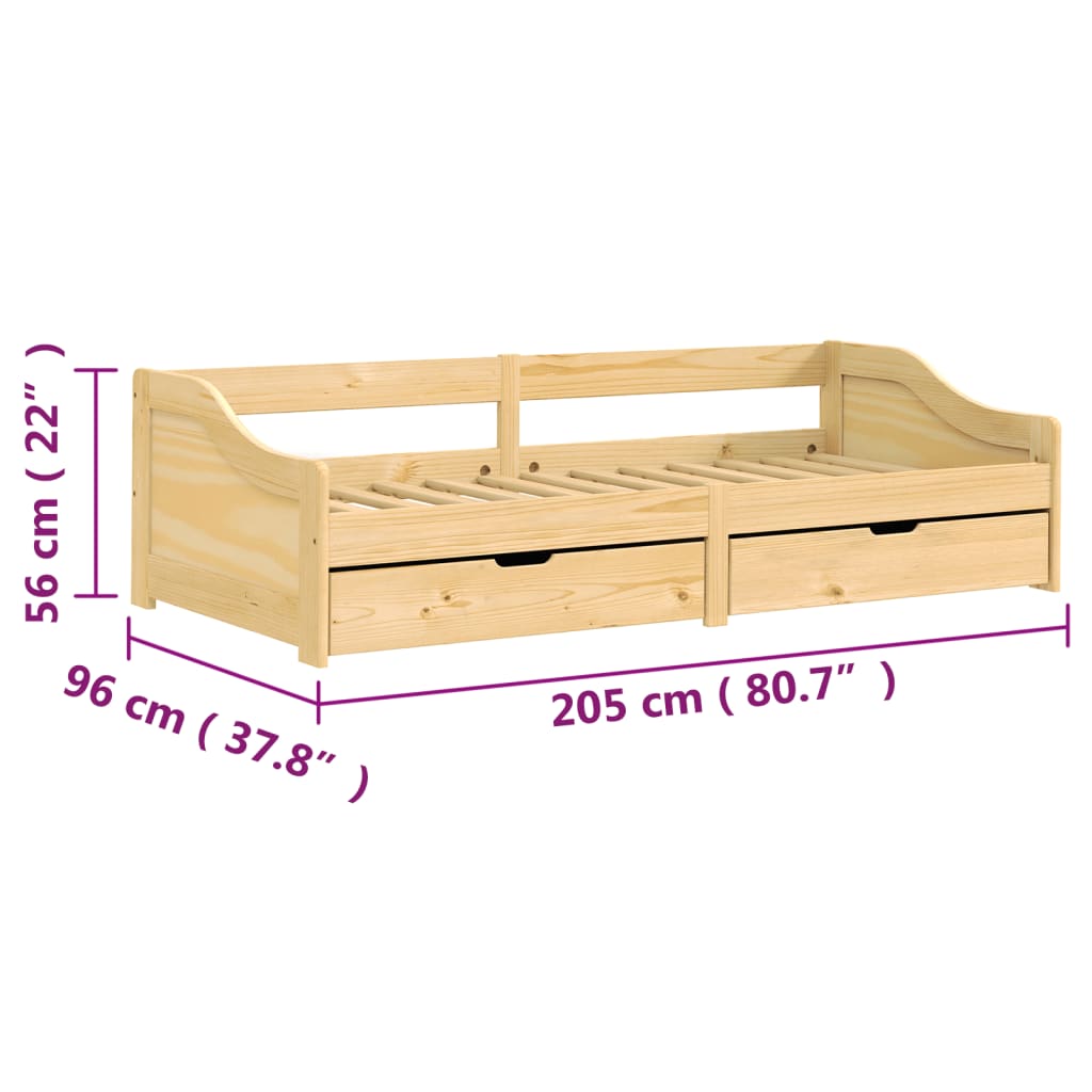 vidaXL Καναπές Κρεβάτι 2 Συρτ. IRUN 90x200εκ. Μασίφ Ξύλο Πεύκου