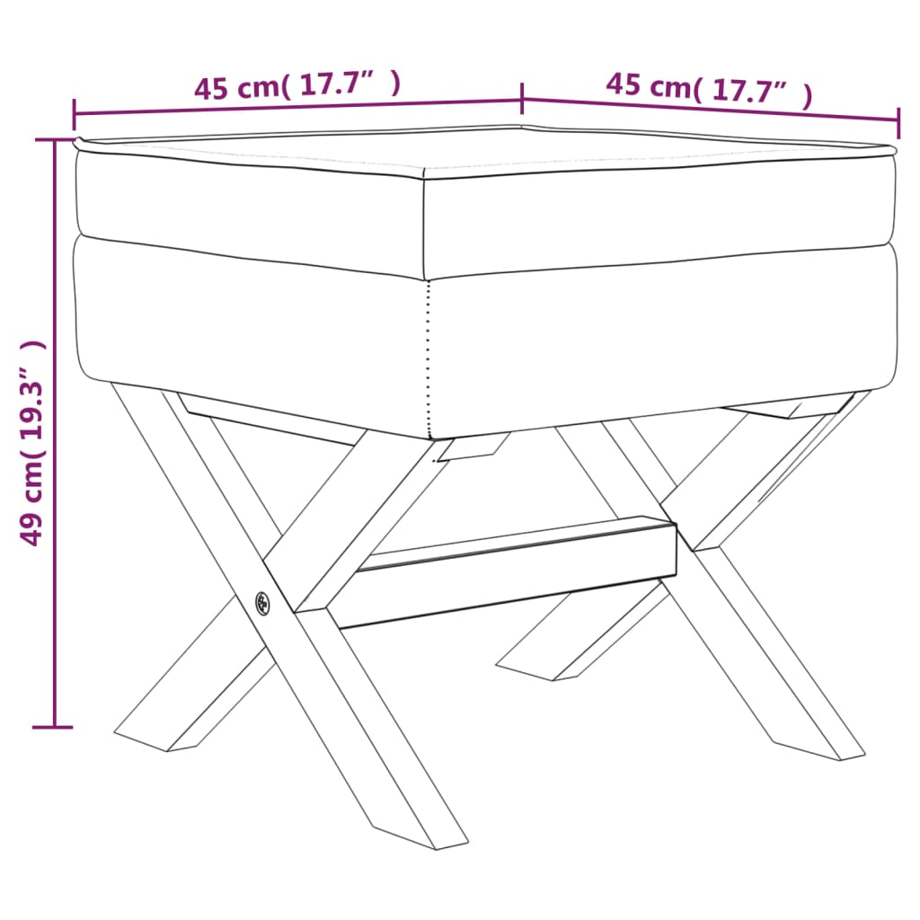 vidaXL Σκαμπό Αποθήκευσης Μπλε 45 x 45 x 49 εκ. Βελούδινο