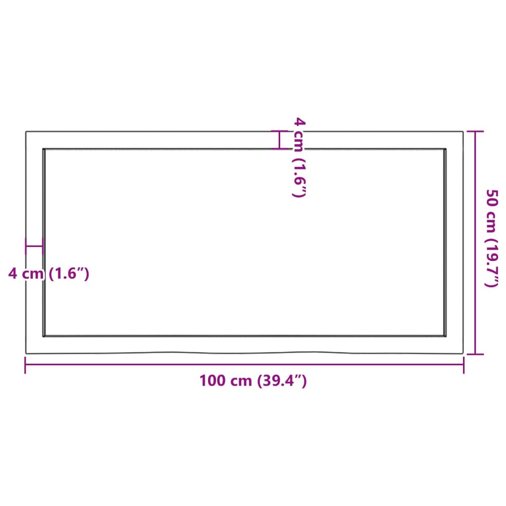 vidaXL Πάγκος Μπάνιου Αν. Καφέ 100x50x(2-4) εκ. Επεξεργ. Μασίφ Ξύλο