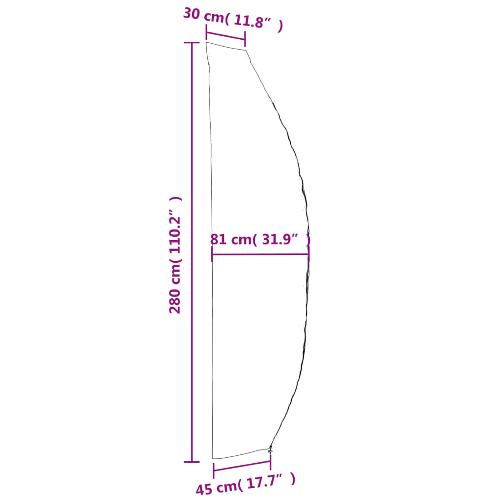 vidaXL Κάλυμμα Ομπρέλας Κήπου Μαύρο 280x30/81/45 εκ. 420D Oxford