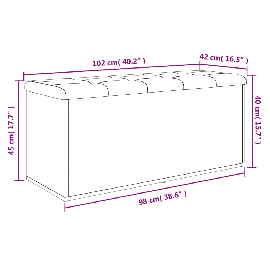 vidaXL Παγκάκι Αποθήκευσης Καφέ Δρυς 102x42x45 εκ. από Επεξ. Ξύλο