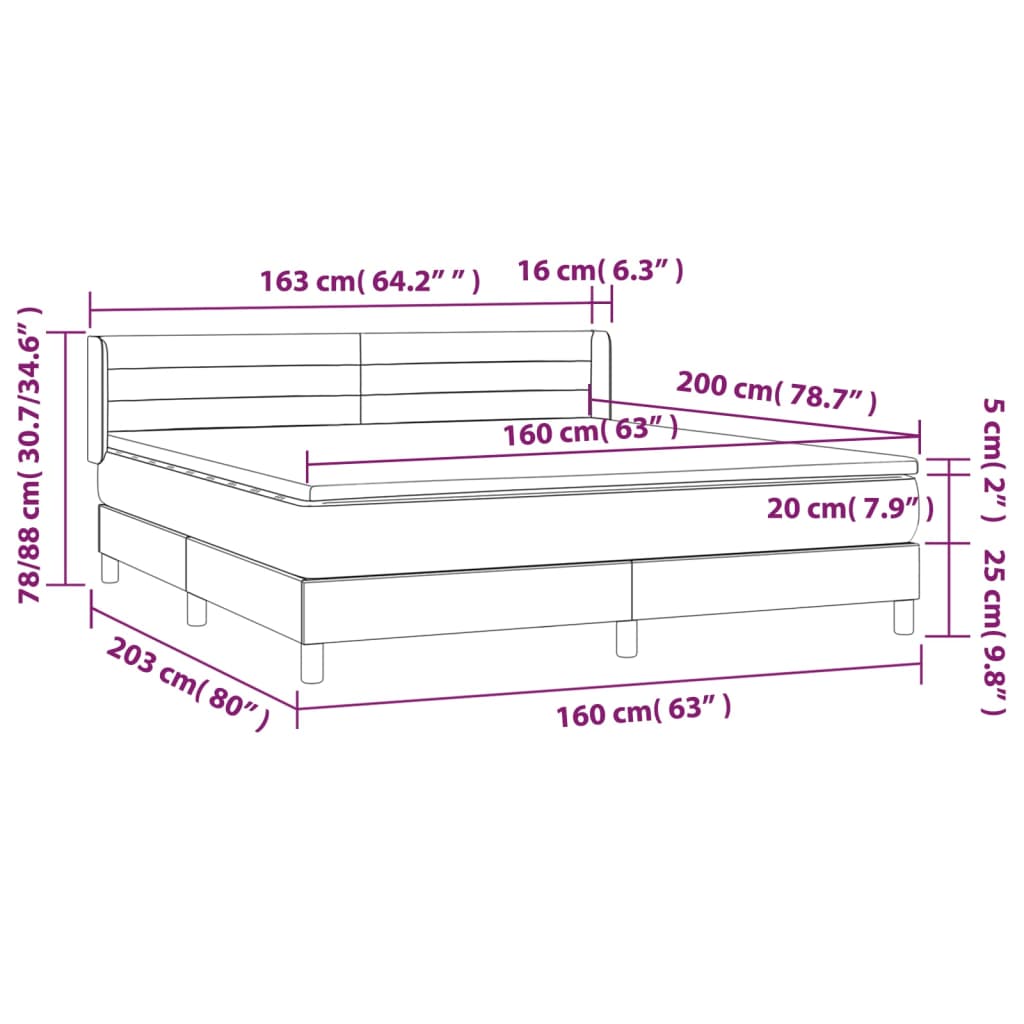 vidaXL Κρεβάτι Boxspring με Στρώμα Αν. Πράσινο 160x200εκ Υφασμάτινο