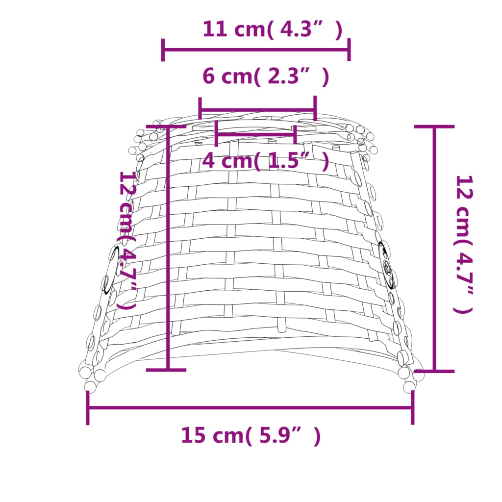 vidaXL Καπέλο Φωτιστικού Οροφής Καφέ Ø15x12 εκ. από Wicker