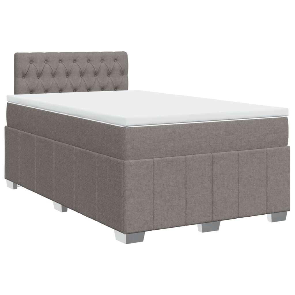 vidaXL Κρεβάτι Boxspring με Στρώμα Taupe 120x200 εκ. Υφασμάτινο