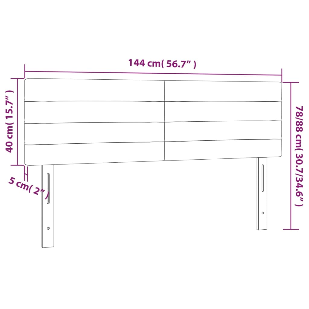 vidaXL Κεφαλάρι Κρεβατιού LED Σκούρο Καφέ 144x5x78/88 εκ. Υφασμάτινο