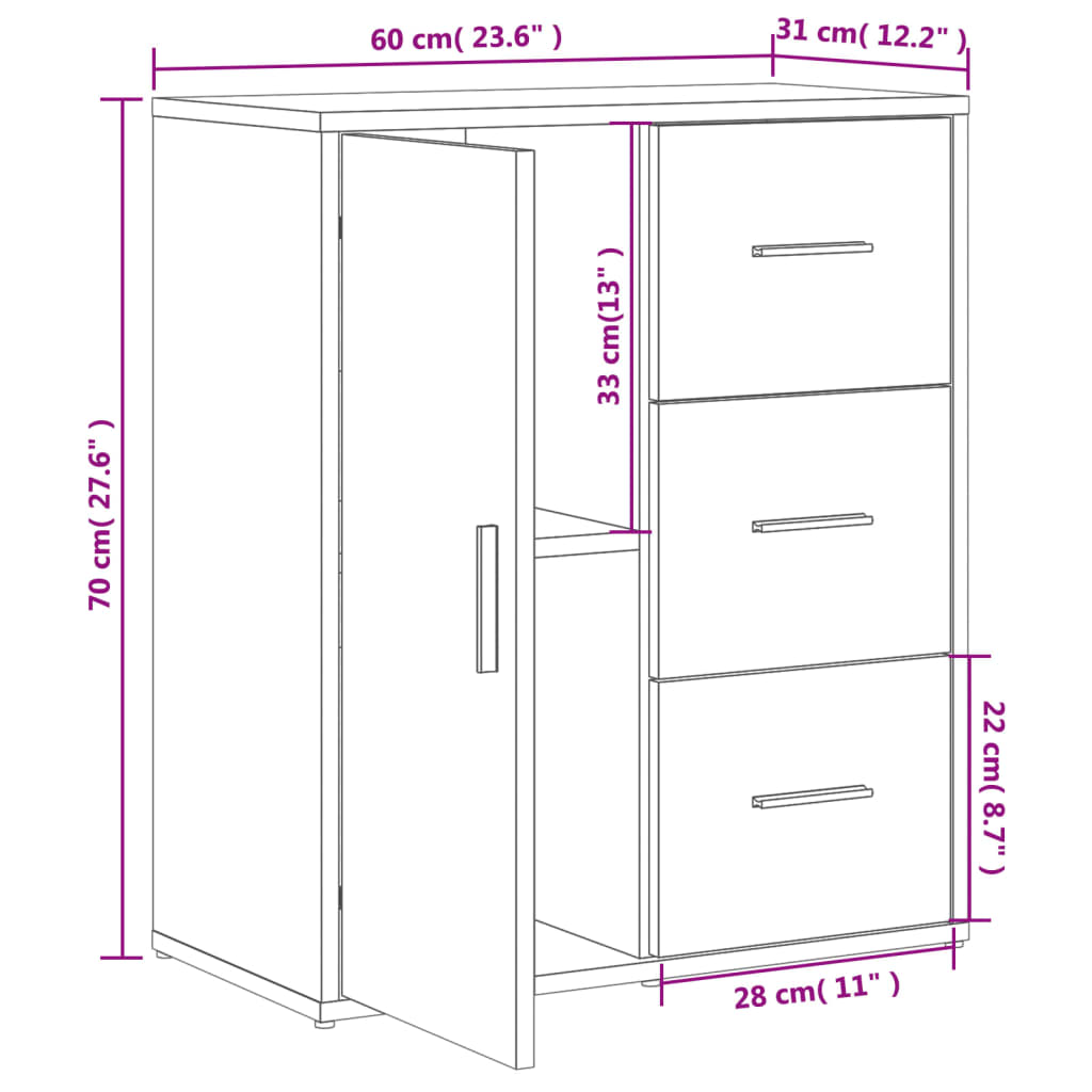 vidaXL Βοηθητικά Ντουλάπια 2 τεμ. Γκρι Sonoma 60x31x70 εκ. Επεξ. Ξύλο