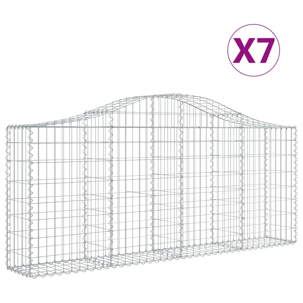 vidaXL Συρματοκιβώτια Τοξωτά 7 τεμ. 200x30x80/100 εκ. Γαλβαν. Ατσάλι