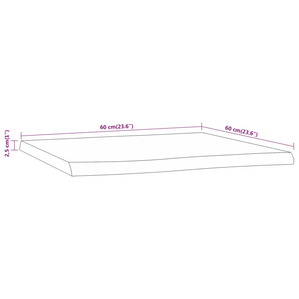 vidaXL Επιφάνεια Τραπεζιού Τετράγωνη 60x60x2,5 εκ. Μασίφ Ξύλο Ακακίας