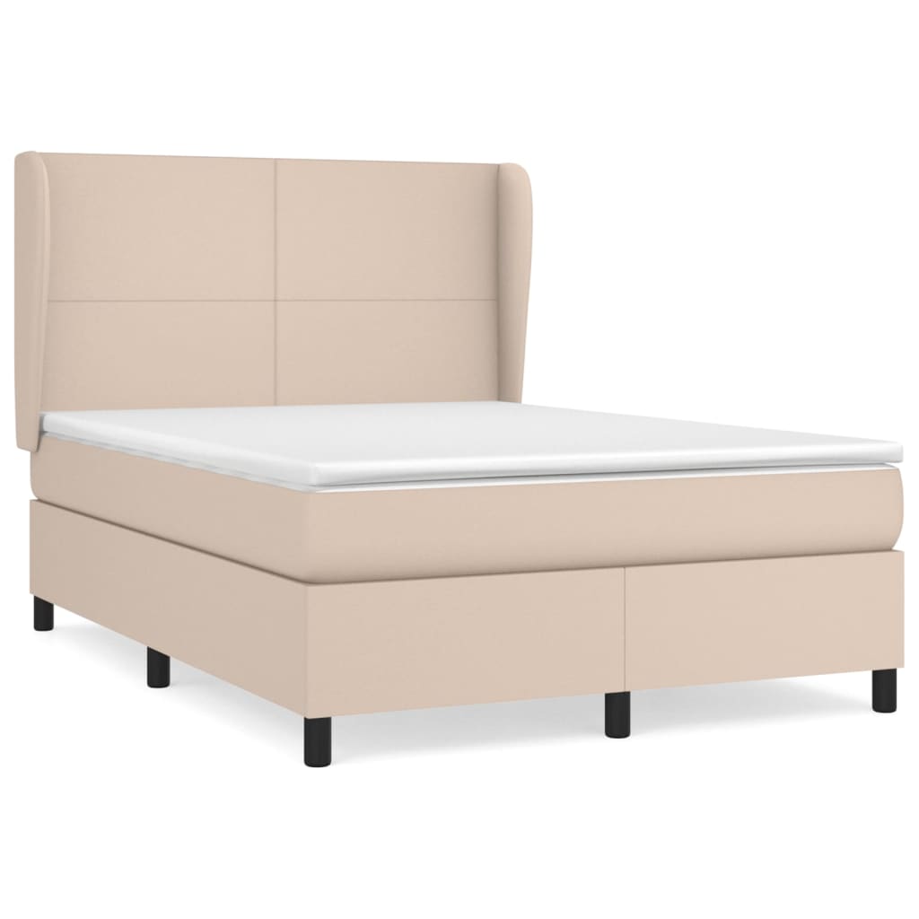 vidaXL Κρεβάτι Boxspring με Στρώμα Καπουτσίνο 140x200εκ.από Συνθ.Δέρμα