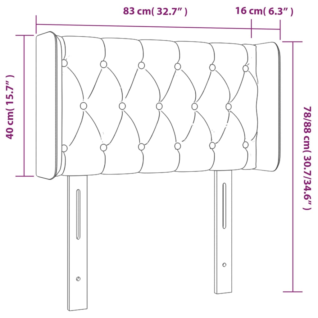 vidaXL Κεφαλάρι με Πτερύγια Σκούρο Γκρι 83x16x78/88 εκ. Βελούδινο