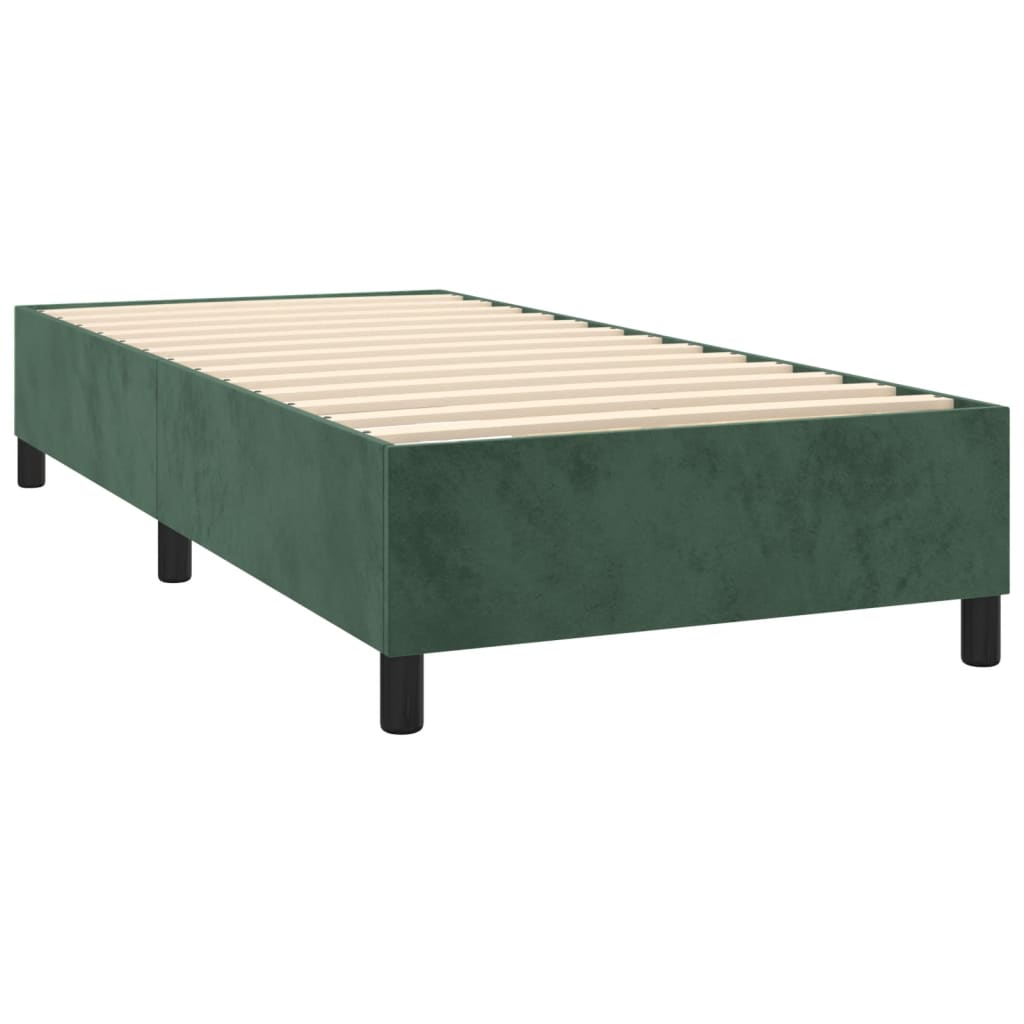 vidaXL Κρεβάτι Boxspring με Στρώμα Σκούρο Πράσινο 90x190 εκ. Βελούδινο