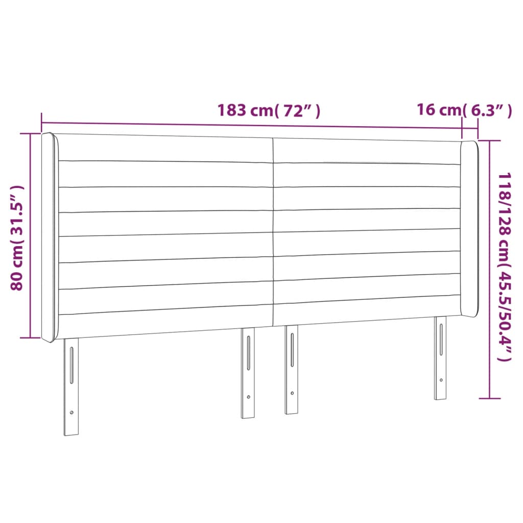 vidaXL Κεφαλάρι Κρεβατιού LED Σκούρο Γκρι 183x16x118/128εκ. Βελούδινο