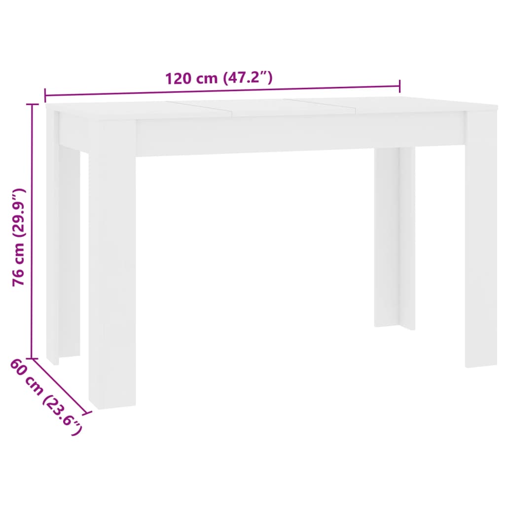 vidaXL Τραπεζαρία Λευκή 120 x 60 x 76 εκ. από Επεξ. Ξύλο