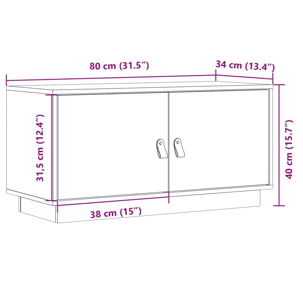 vidaXL Έπιπλο Τηλεόρασης Γκρι 80 x 34 x 40 εκ. από Μασίφ Ξύλο Πεύκου