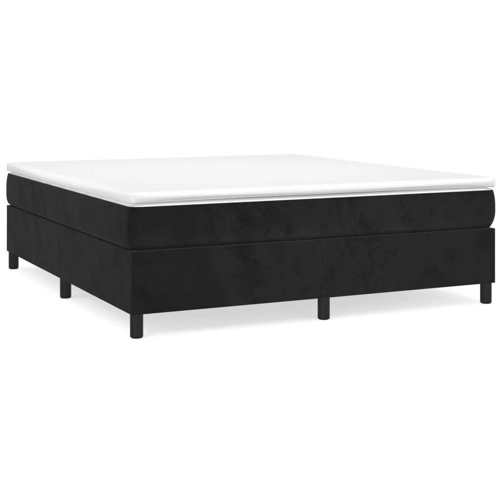 vidaXL Κρεβάτι Boxspring με Στρώμα Μαύρο 180x200 εκ. Βελούδινο