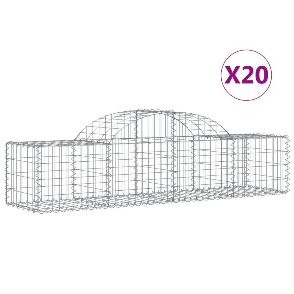 vidaXL Συρματοκιβώτια Τοξωτά 20 τεμ. 200x50x40/60 εκ. Γαλβαν. Ατσάλι